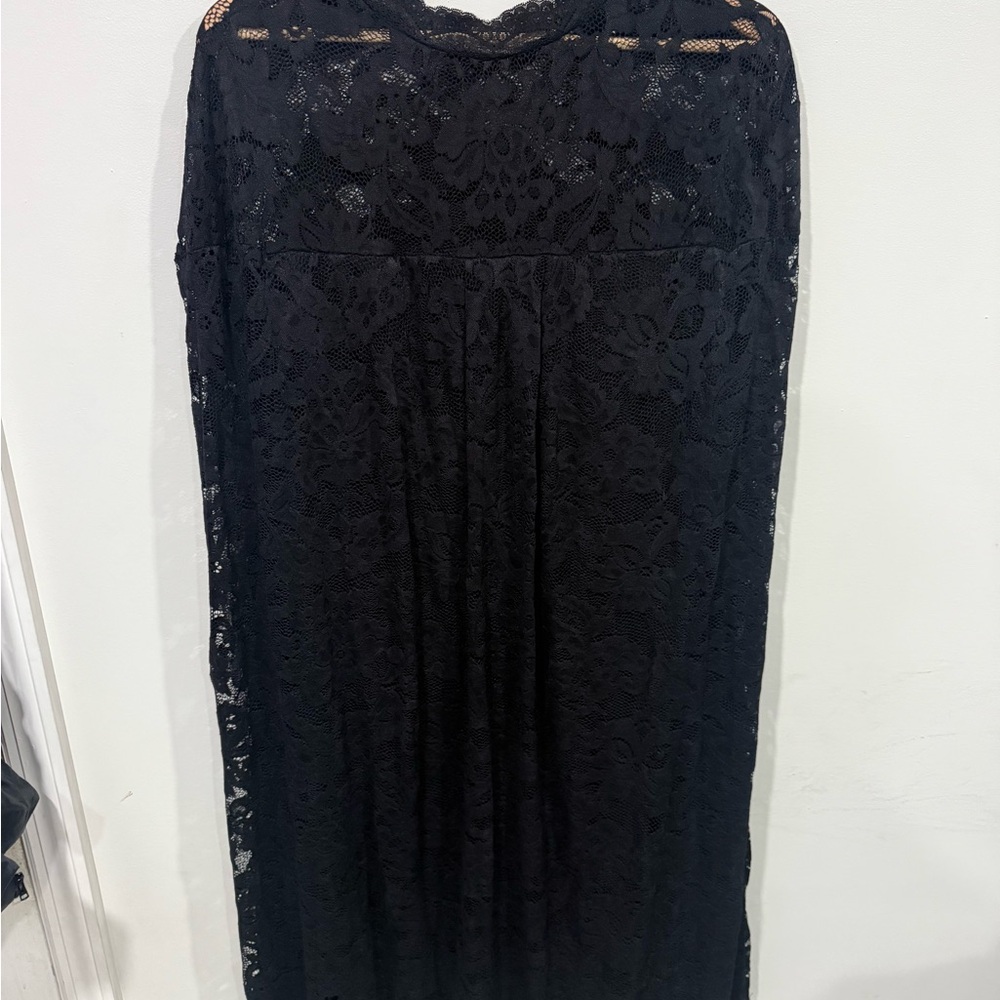 SHEIN Black Lace High Low Dress